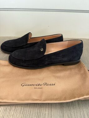 Gianvito Rossi Black Leather Soles with Embossed Logo